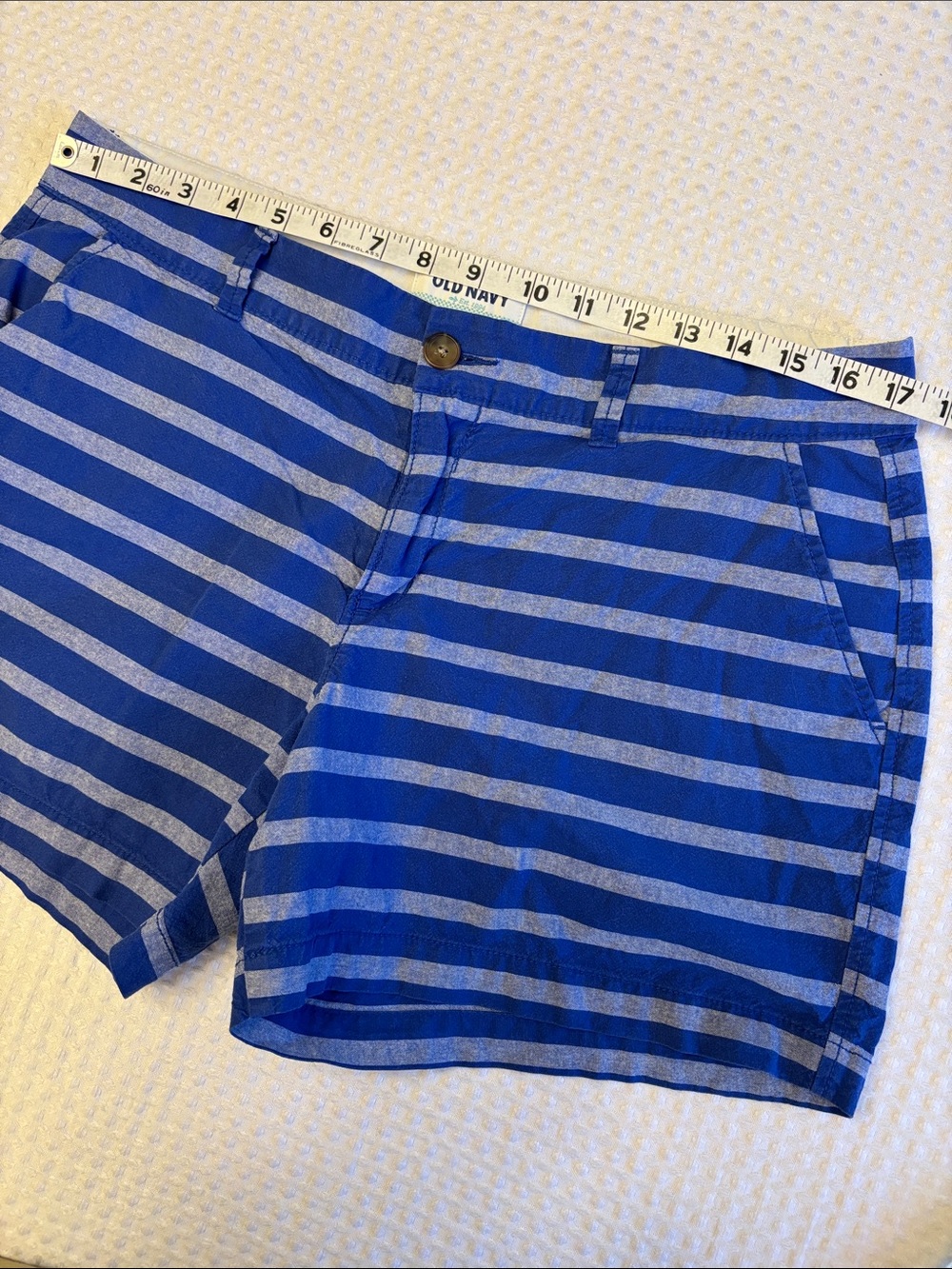 Old Navy Size 10 Royal & Light Blue Striped Shorts Classic Chino Preppy - Picture 11 of 14